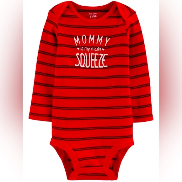 CARTER’S “MOMMY IS MY MAIN SQUEEZE” LONG BODYSUIT - RED SIZE 12 MONTHS (NEW) - Picture 1 of 1